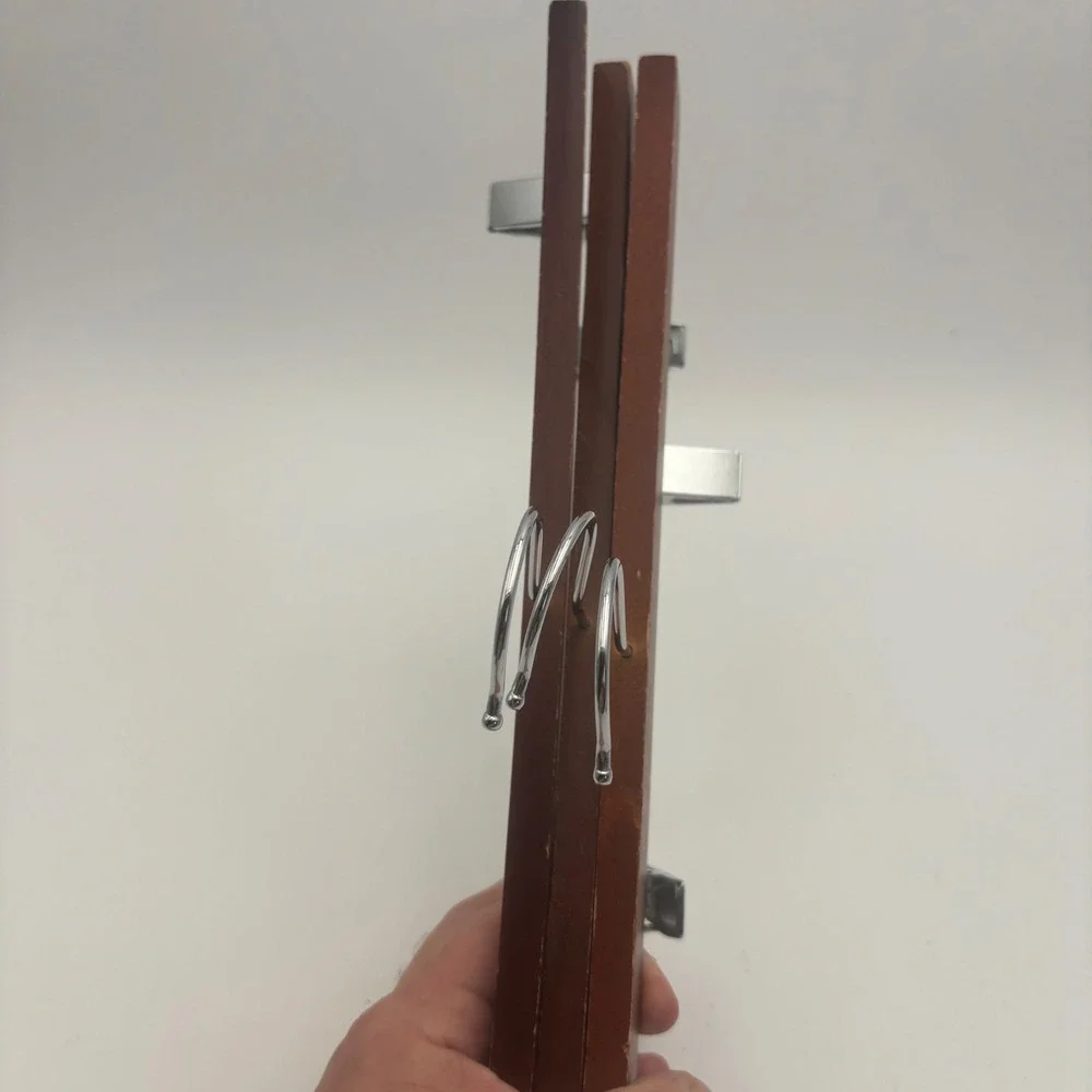 Wooden Pant Skirt Hangers Set of 5 Brown Good Mixed Clip Clamp Style